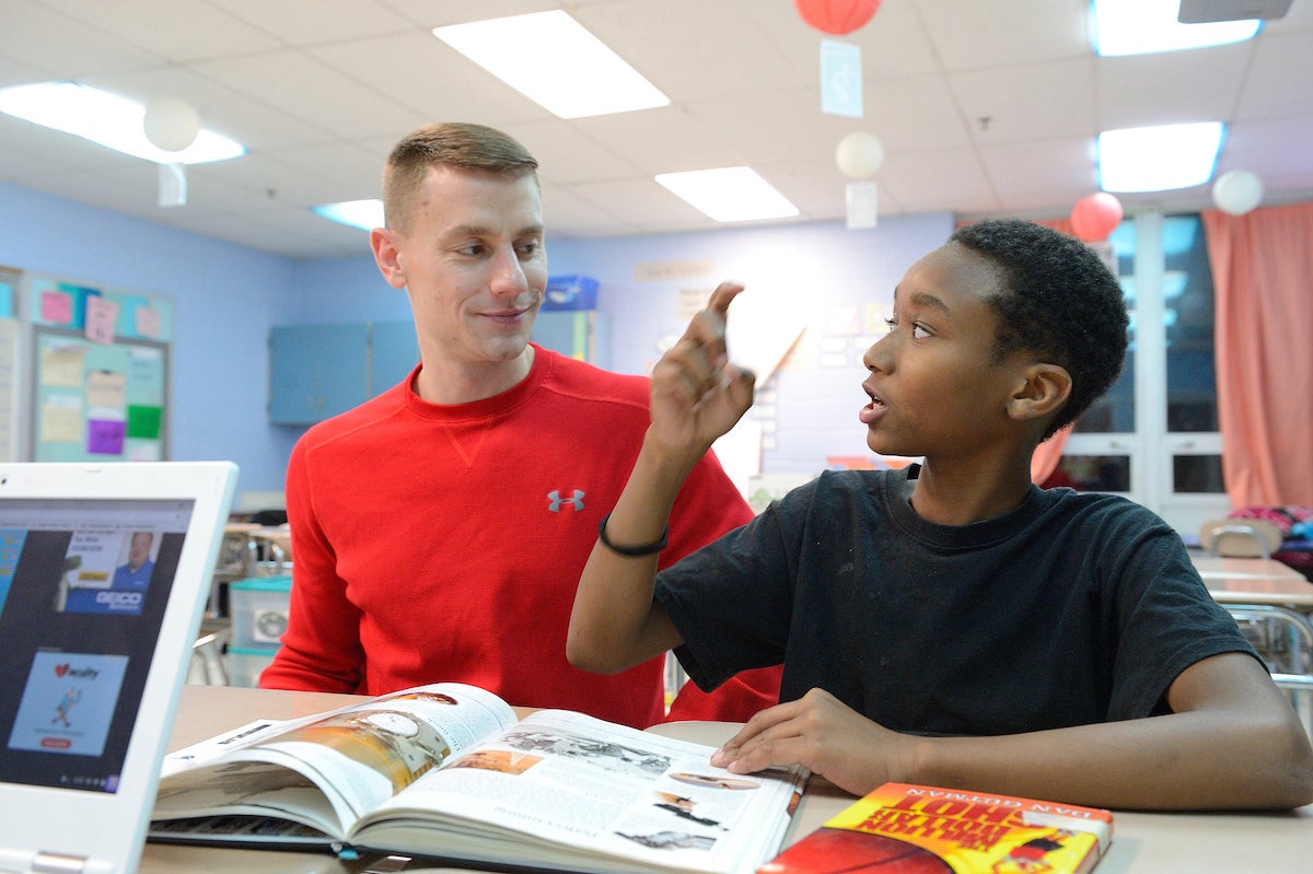 ​A mentor and student hit the books at a Higher Achievement program in Washington, D.C.