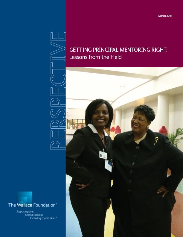 Getting Principal Mentoring Right - report cover