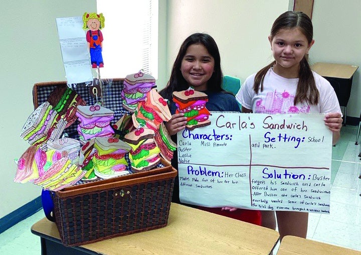 Texas summer learning. Two girls holding up a sign.