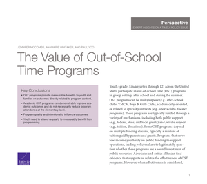 To better understand the value and effectiveness of out-of-school-time programs, RAND researchers examined programs through the lenses of content, dosage (the hours of content provided), and outcomes measured.